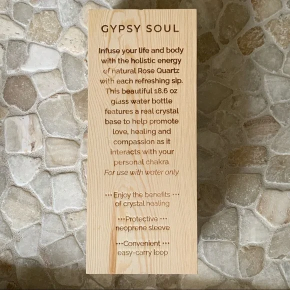 Anthropologie Gypsy Soul Rose Quartz Crystal Glass Water Bottle - Picture 4 of 7
